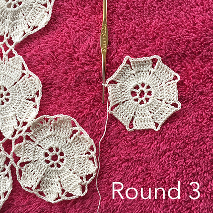Round 3 - crochet floral motif