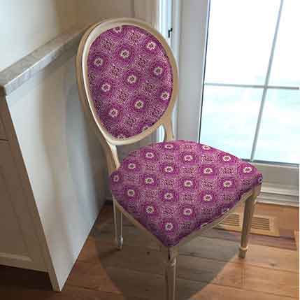 Upholstered Chair Seat in Tiles (Raspberry)
