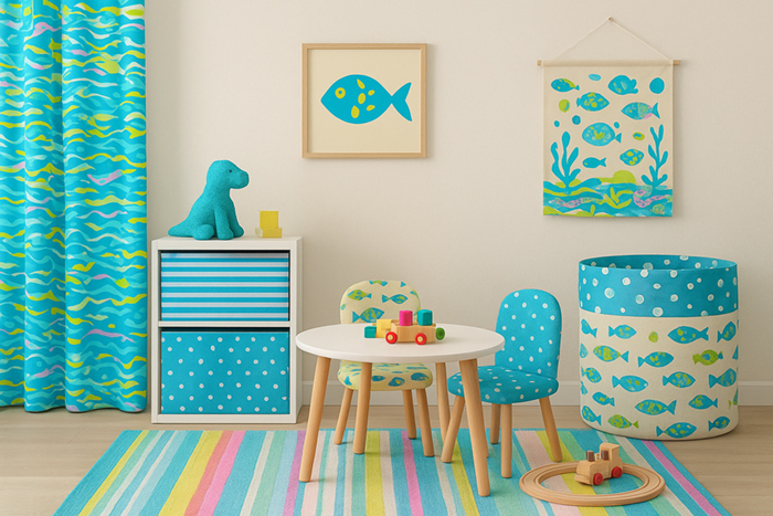 Brightly decorated toddler playroom